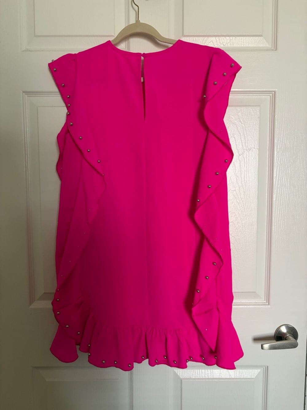 Hot Pink Studded Ruffle Dress - Picture 3 of 3